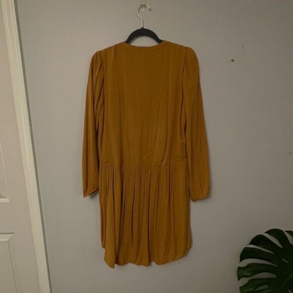 Nordstrom Oversized Boho Fall Mustard Long Sleeve Dress DR2 - Picture 5 of 16
